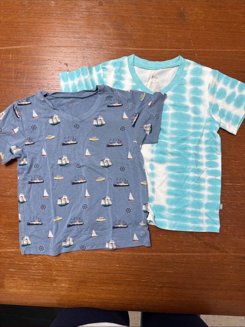 Kyte BABY Aqua Riptide Tee & Navy Sailboat Print Short-Sleeve Set